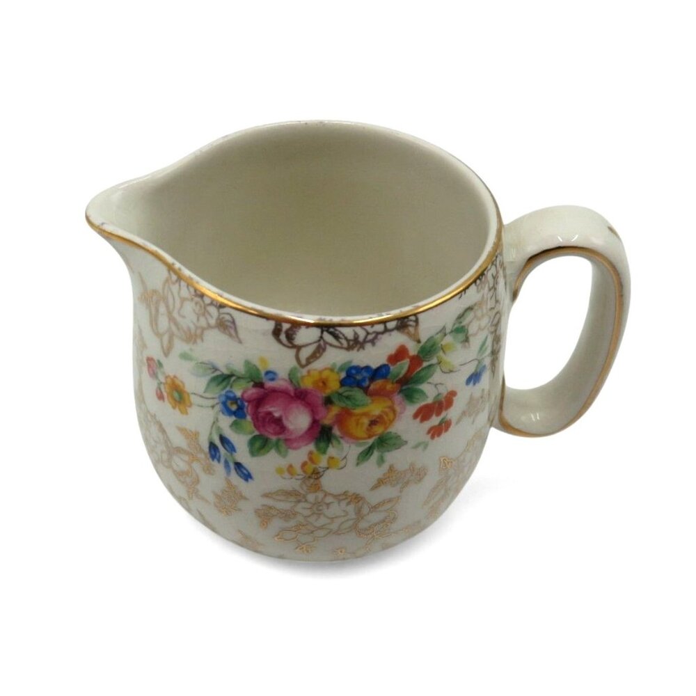 Lord Nelson Ware Pink Floral Creamer Gold Detailing Vintage